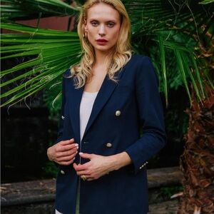 10 Crosby Derek Lam Navy Blazer with Gold Buttons